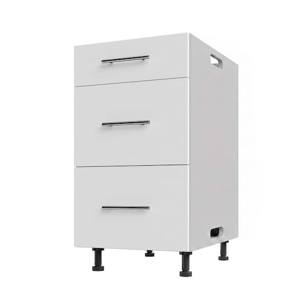 Miami Weatherboard 18 in. X 27 in. X 34.5 in Outdoor Base Cabinet 3 Drawer in Shell White Matte