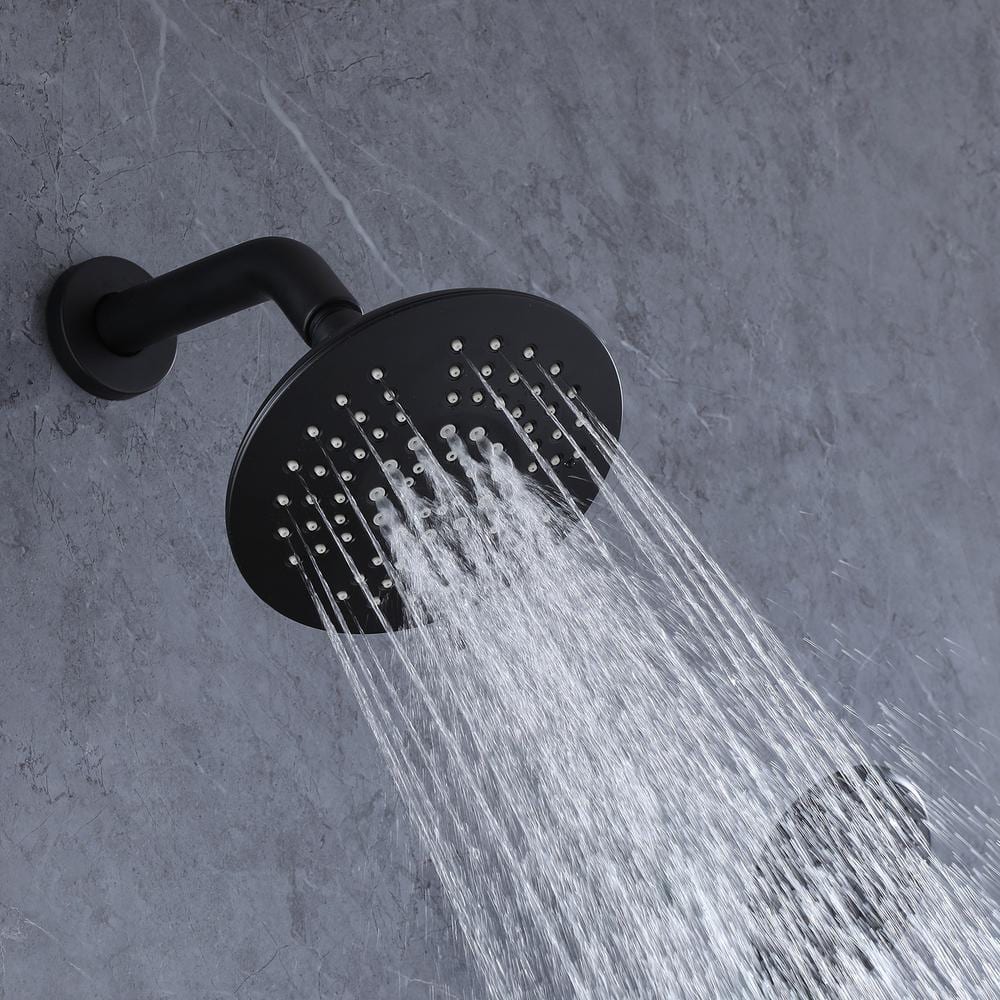 Matte Black Stainless Steel Rain Shower Faucet Set with Handle