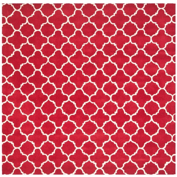 SAFAVIEH Chatham Red/Ivory 7 ft. x 7 ft. Square Area Rug