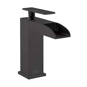 Concorde Single-Handle Single-Hole Bathroom Faucet with Waterfall in Matte Black
