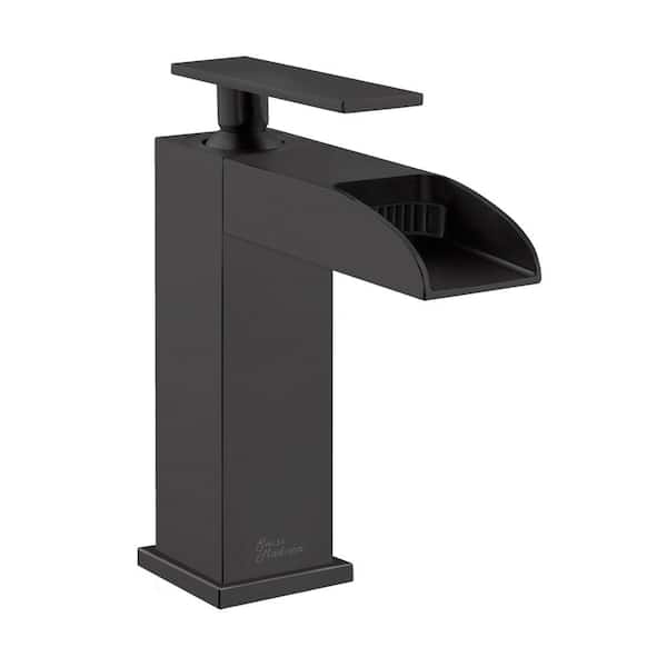 Swiss Madison Concorde Single-Handle Single-Hole Bathroom Faucet with Waterfall in Matte Black
