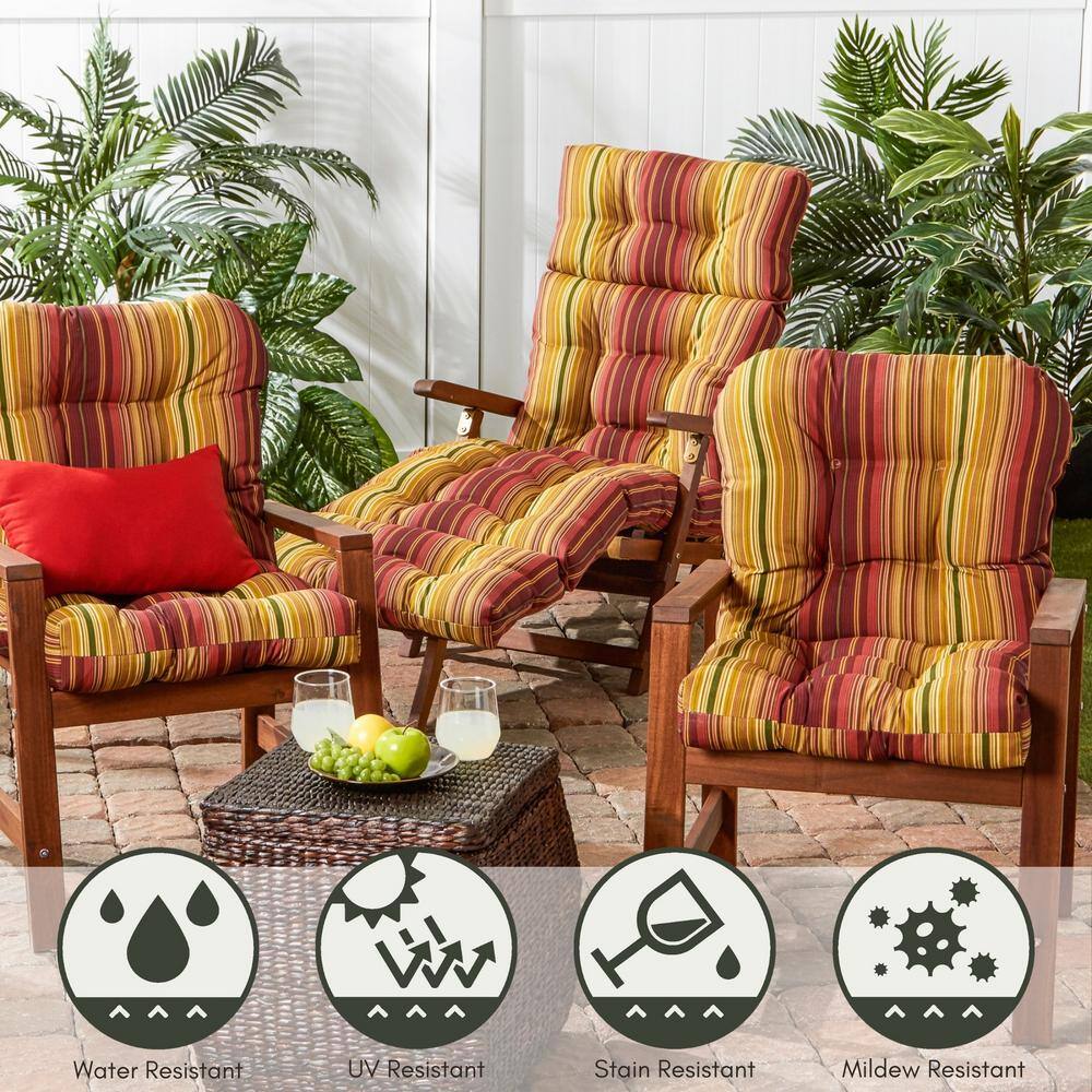 Kinnabari Stripe Transitional Outdoor Chair Cushion 42"x21"