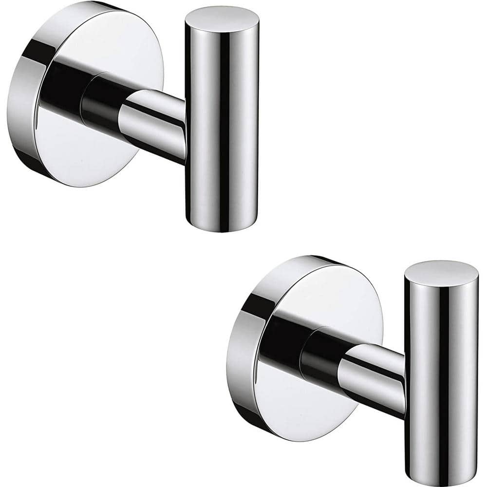 Round Bathroom Robe Hook and Towel Hook in Polished Chrome (2-Pack)