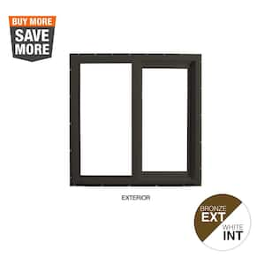 35.5 in. x 35.5 in. Select Series Vinyl Horizontal Sliding Left Hand Bronze Window with White Int, HP2+ Glass and Screen