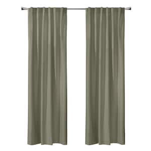 Seren Taupe Polyester Velvet 50 in. W x 63 in. L Dual Header Indoor Room Darkening Curtain (Single Panel)