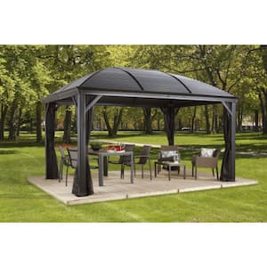 10 ft. D x 16 ft. W Moreno Aluminum Gazebo with Galvanized Steel Roof Panels, 2-Track System and Mosquito Netting