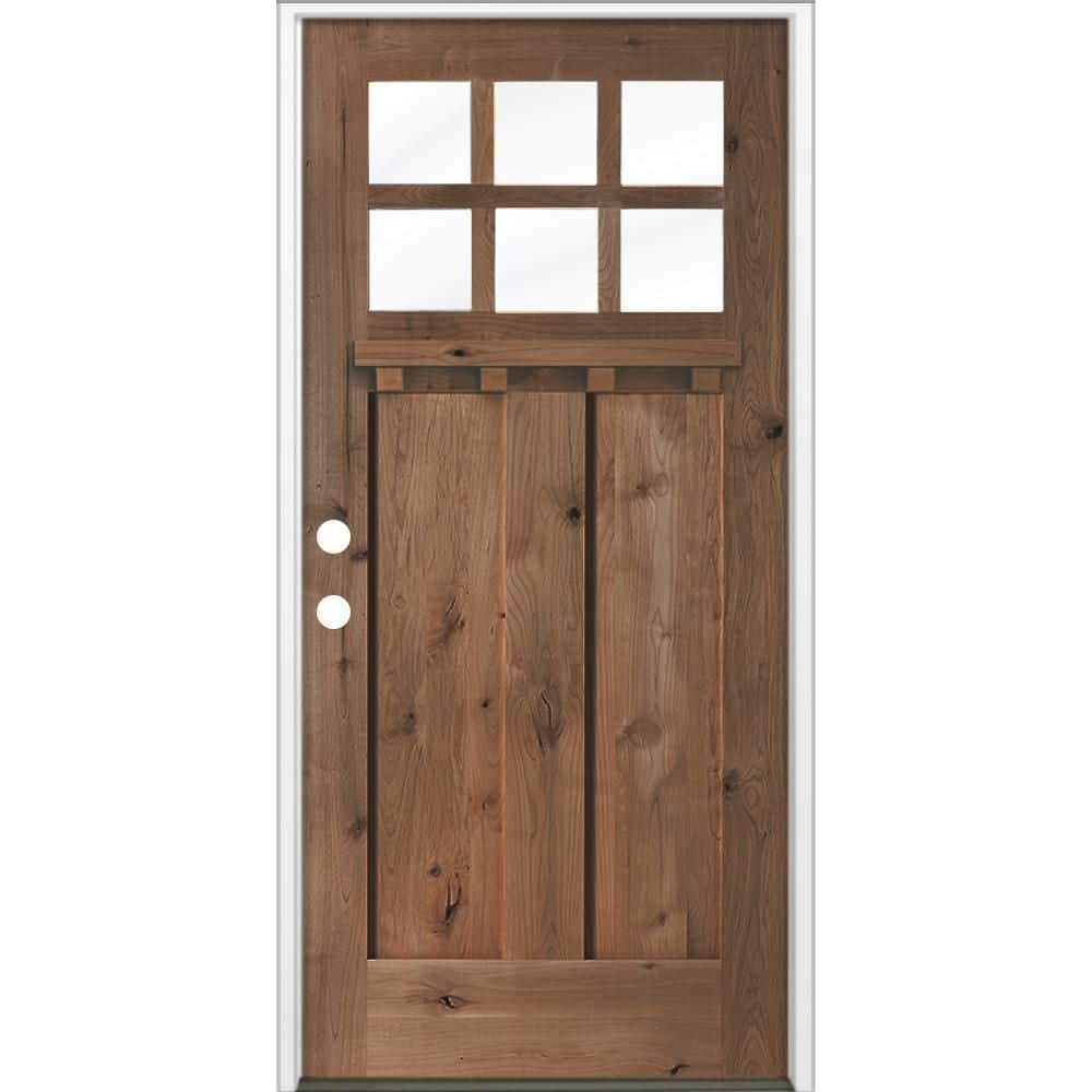 36 in. x 80 in. Knotty Alder Right-Hand/Inswing 6-Lite Beveled Clear Glass True Black Stain Wood Prehung Front Door w/DS price history on PriceWatchPro