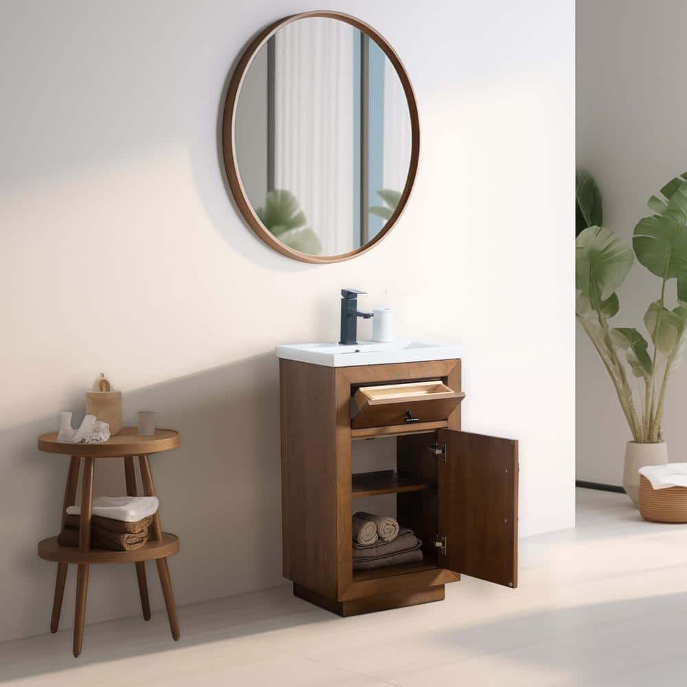 20'' Tan Freestanding Single Bathroom Vanity with Ceramic Top