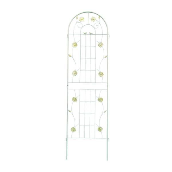 Creamy Elegance 71 in. Iron Lattice Trellis for Climbing Plants-Soft Garden Accent with Rust-Resistant Finish