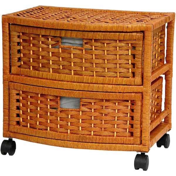 Red Lantern 2-Drawer Honey Natural Fiber Storage Chest