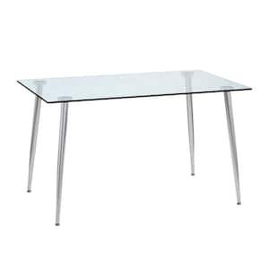 Modern Rectangle Clear Glass 32.28 in.4 Legs Dining Table Seats for 4