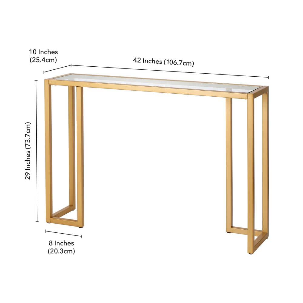Oscar 42'' Brass & Glass Modern Industrial Console Table with Storage