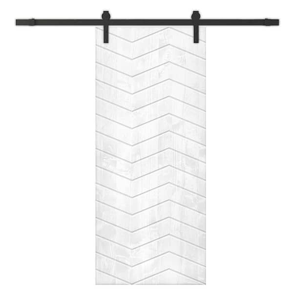 CALHOME 42 in. x 96 in. White Stained Pine Wood Modern Interior Sliding Barn Door with Hardware Kit