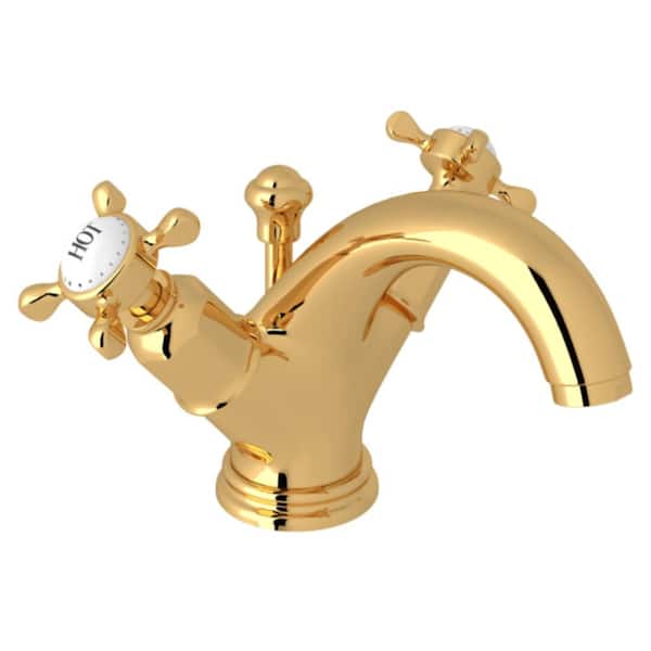 Edwardian Single Hole 2-Handle Bathroom Faucet in English Gold