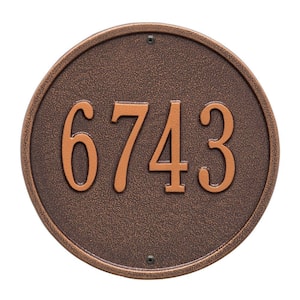 Round Standard Antique Copper Wall 1-Line Address Plaque