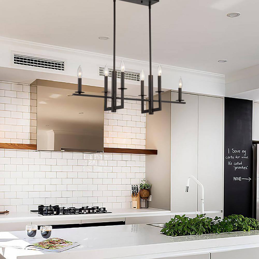 Oil Rubbed Bronze 6-Light Geometric Island Chandelier