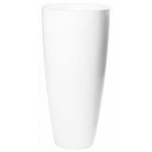 Large 31.5 in. Tall Glossy White Dax Fiberstone Indoor Outdoor Modern Round Tall Planter