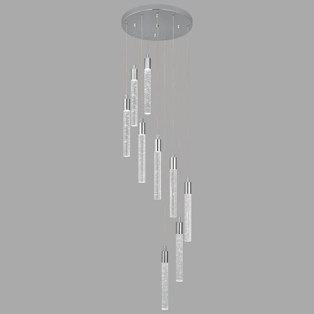 Home Lighting 54W Chrome 9-Light Modern Dimmable Integrated LED Staircase Large Chandelier High Ceiling for Entryway price history on PriceWatchPro