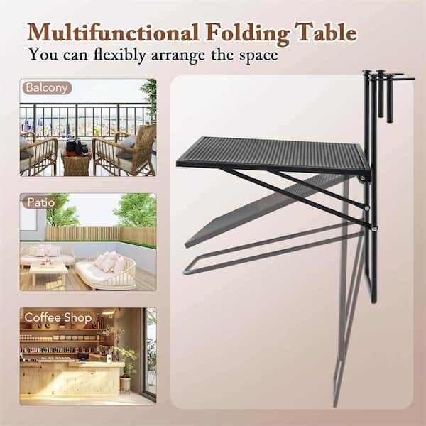 Total Tactic Outdoor Folding Hanging Table with Metal Frame Black