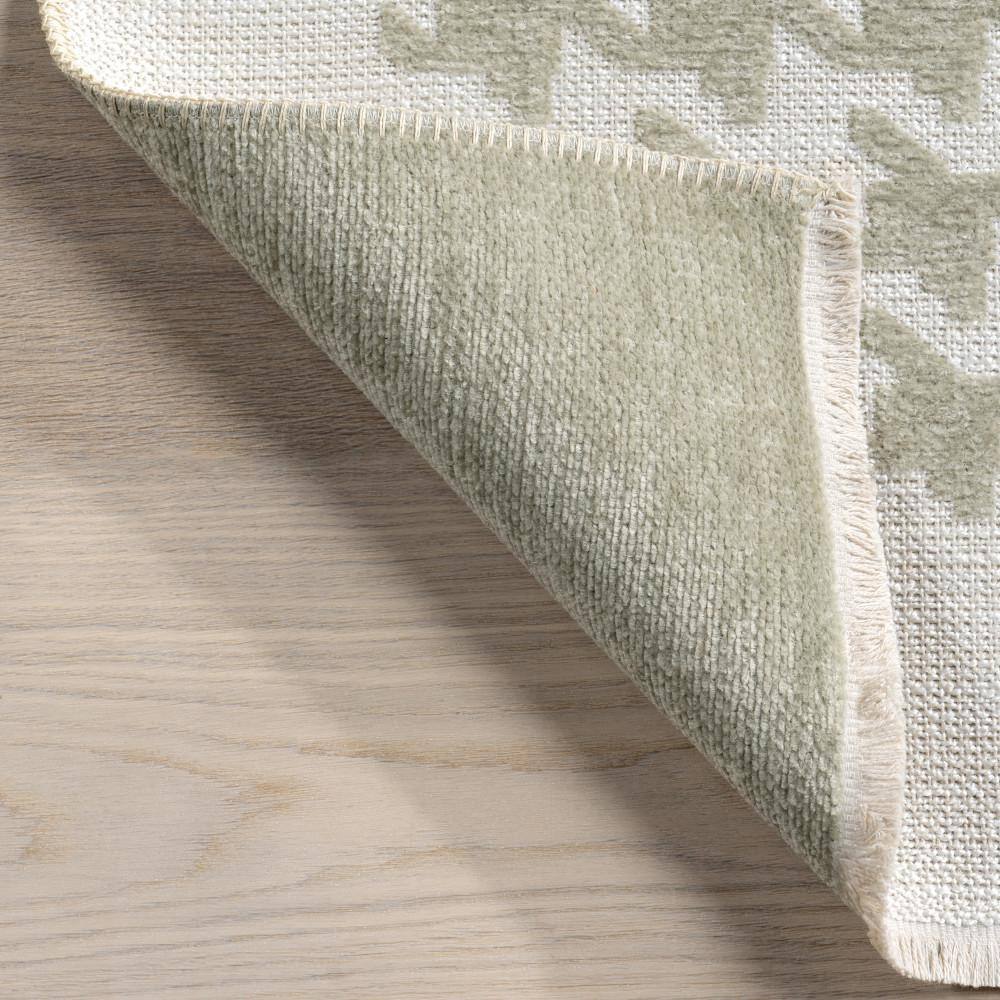 Green and White Geometric Reversible 4' x 6' Area Rug