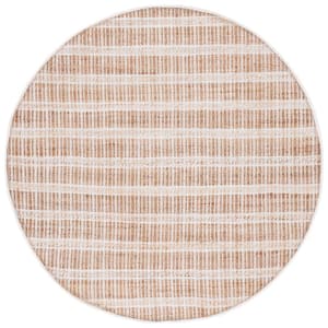 Natural Fiber Ivory/Beige 7 ft. x 7 ft. Striped Woven Round Area Rug