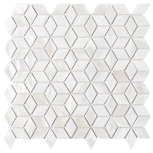 Mother of Pearl White 10.83 in. x 11.03 in. Squares Glossy Natural Seashell Mosaic Tile (8.3 sq. ft./Case)