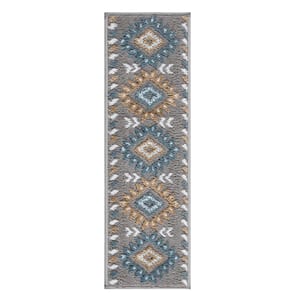 Traditional Collection Teal 9 in. x 28 in. Polypropylene Stair Tread Cover (Set of 13)