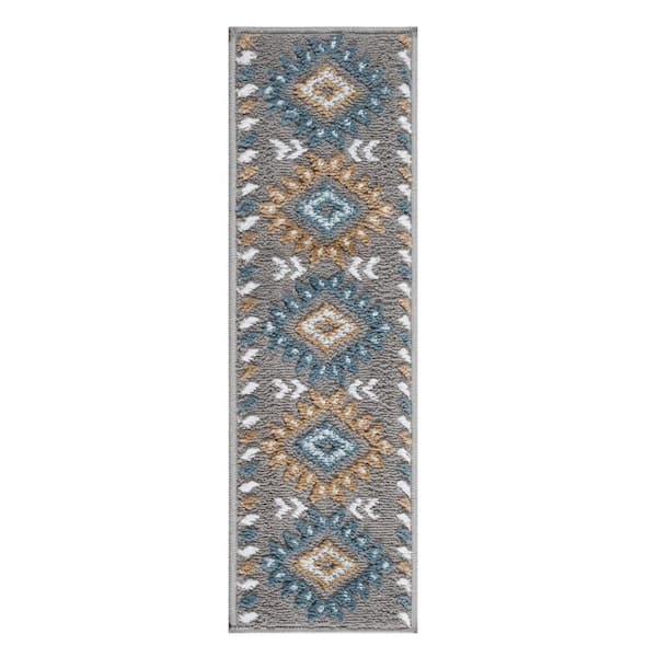 SUSSEXHOME Traditional Collection Teal 9 in. x 28 in. Polypropylene Stair Tread Cover (Set of 7)