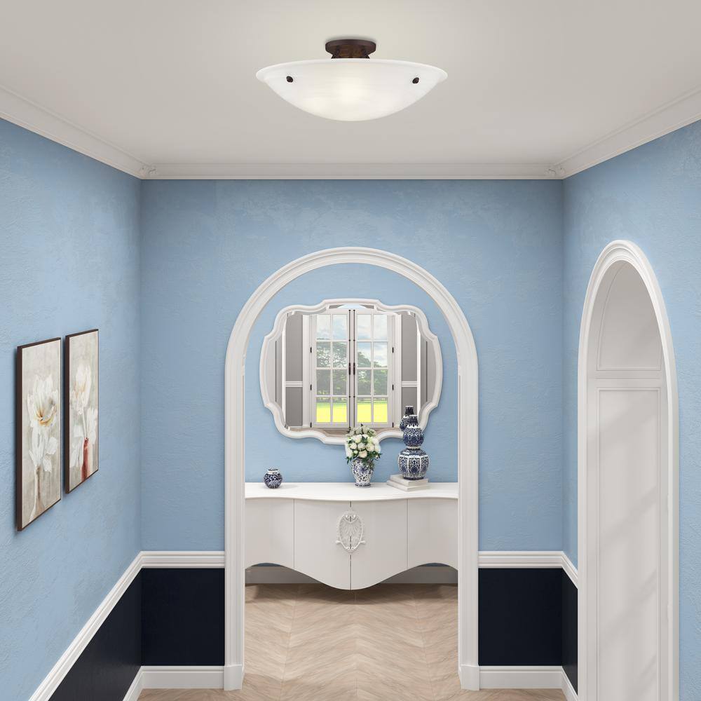 Oasis Bronze 24" Ceiling Mount with White Alabaster Glass