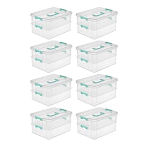 Sterilite 18748606 Medium Nesting ShowOffs, Clear with Blue Aquarium Handle  and Latches, 6-Pack