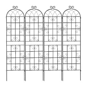 86.7 in. x 19.7 in. Metal Garden Trellis for Climbing Plants Rustproof Outdoor Flower Support Black (4-Pack)