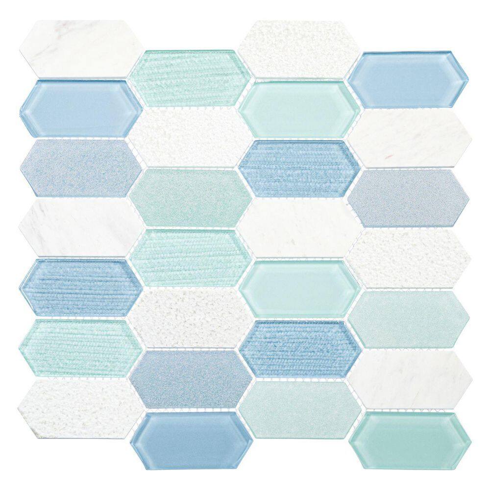 Niko Culan 1.5 in. x 3.5 in. Hexagon Glossy Textured Look Glass and Marble Wall and Floor Mosaic Tile Sample price history on PriceWatchPro