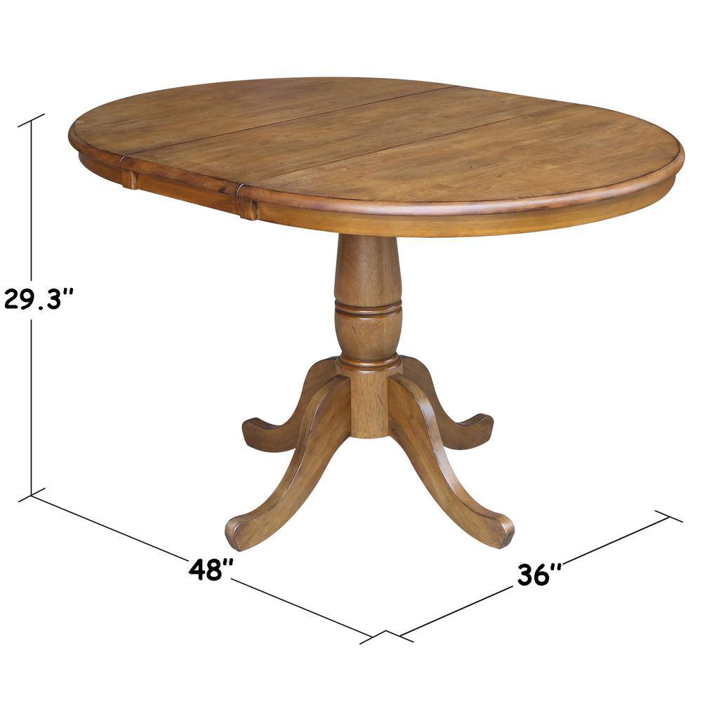 Pecan Round Extendable Wood Counter Height Table