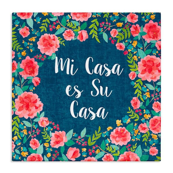 Stupell Industries Florals Our House by Harriet Sussman Gallery Wrapped Unframed Typography Graphic Art Print 36 in. x 36 in.