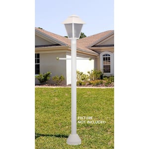 6 ft. White Surface Mount Aluminum Lamp Post w/ Cross Arm & Cast Aluminum Base and Decorative Cover Hardware Included