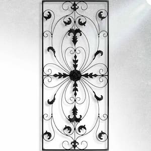 Metal Black Wall Decor, Decorative Victorian Style Hanging Art, Rectangular Design
