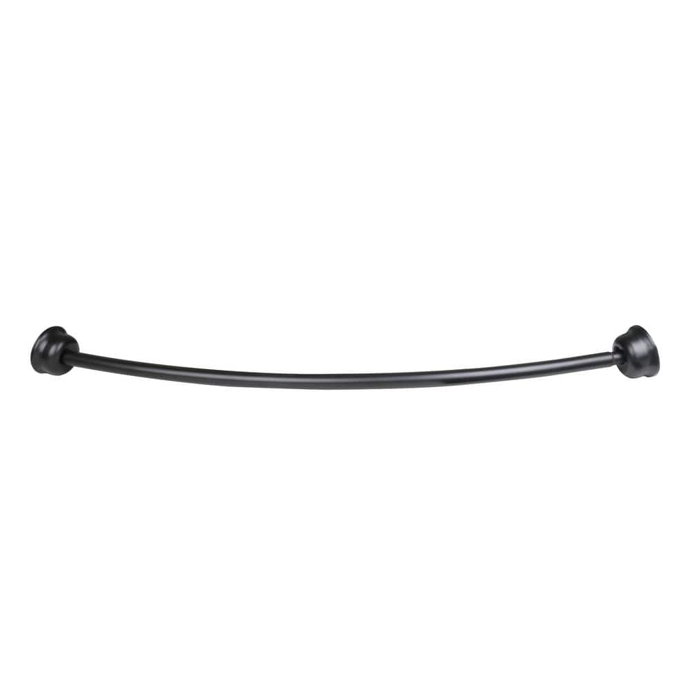 Black Aluminum 72" Curved Shower Rod with PEVA Liner