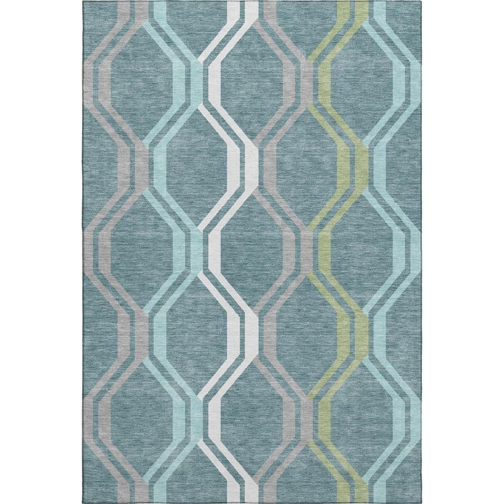 Mayfield Premium Machine Washable Abstract AMF2326 Teal 3 ft. x 5 ft. Area Rug price history on PriceWatchPro