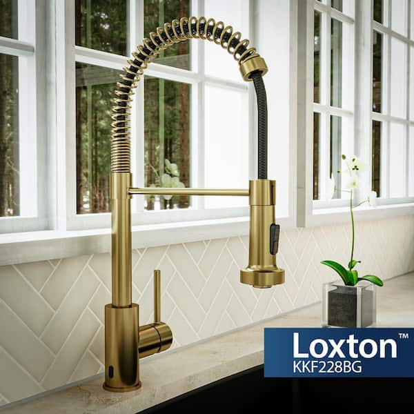 Loxton Single Handle Touchless Pull-Down Sprayer Kitchen Faucet in Brushed Gold