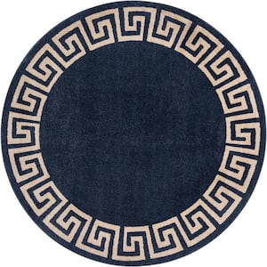 Athens Modern Navy Blue 8' 0 x 8' 0 Round Rug