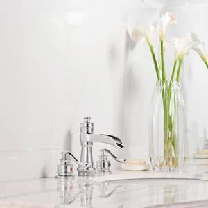 8 in. Waterfall Widespread 2-Handle Bathroom Faucet With Supply Line in Spot Resist Polished Chrome