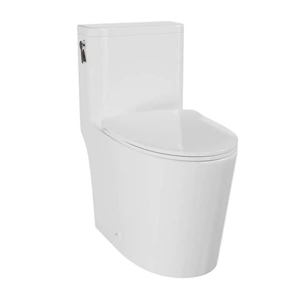 Dual Flush 1.06/1. 59GPF 12 in. Rough-In Elongated Standard 1-Piece Toilet in Glossy White with Comfortable Seat Height