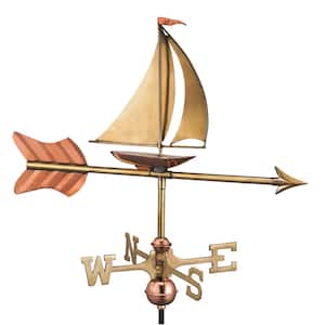 Sailboat Cottage Weathervane - Pure Copper with Roof Mount