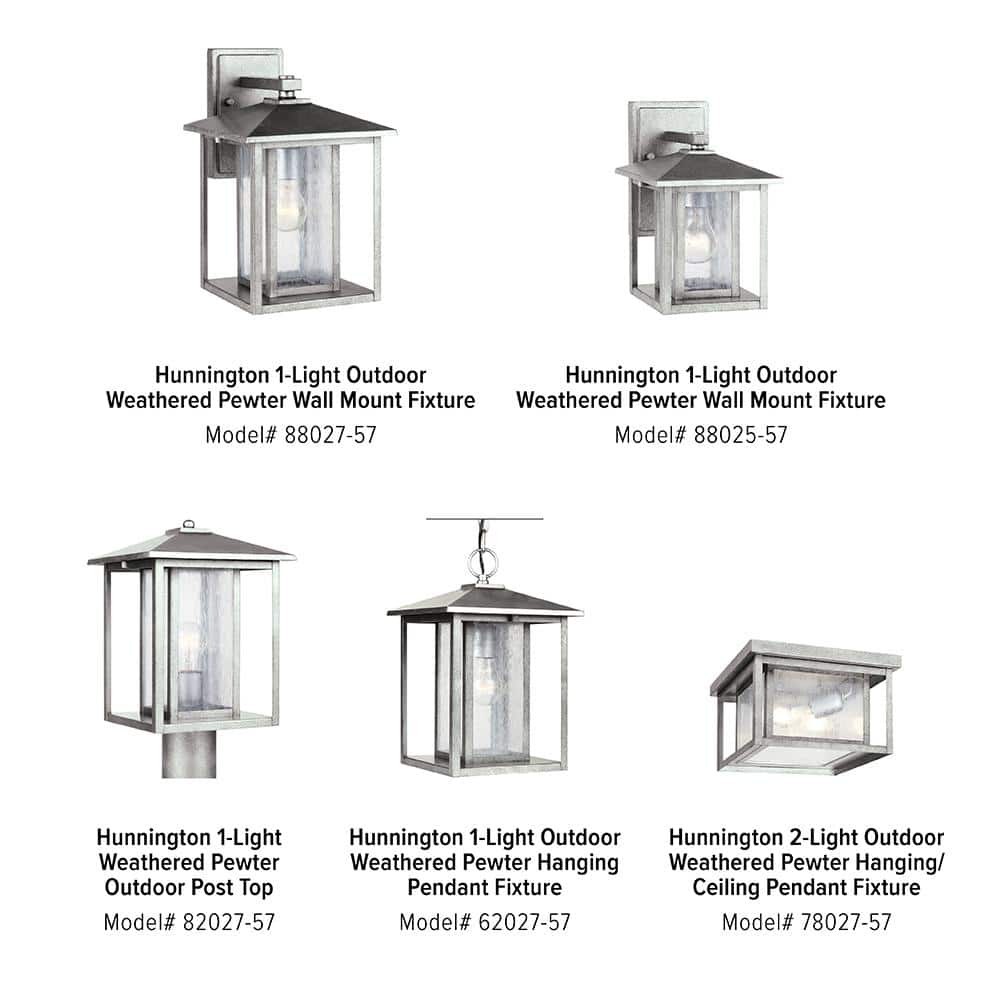 Hunnington Weathered Pewter Dimmable Outdoor Sconce with Clear Seeded Glass
