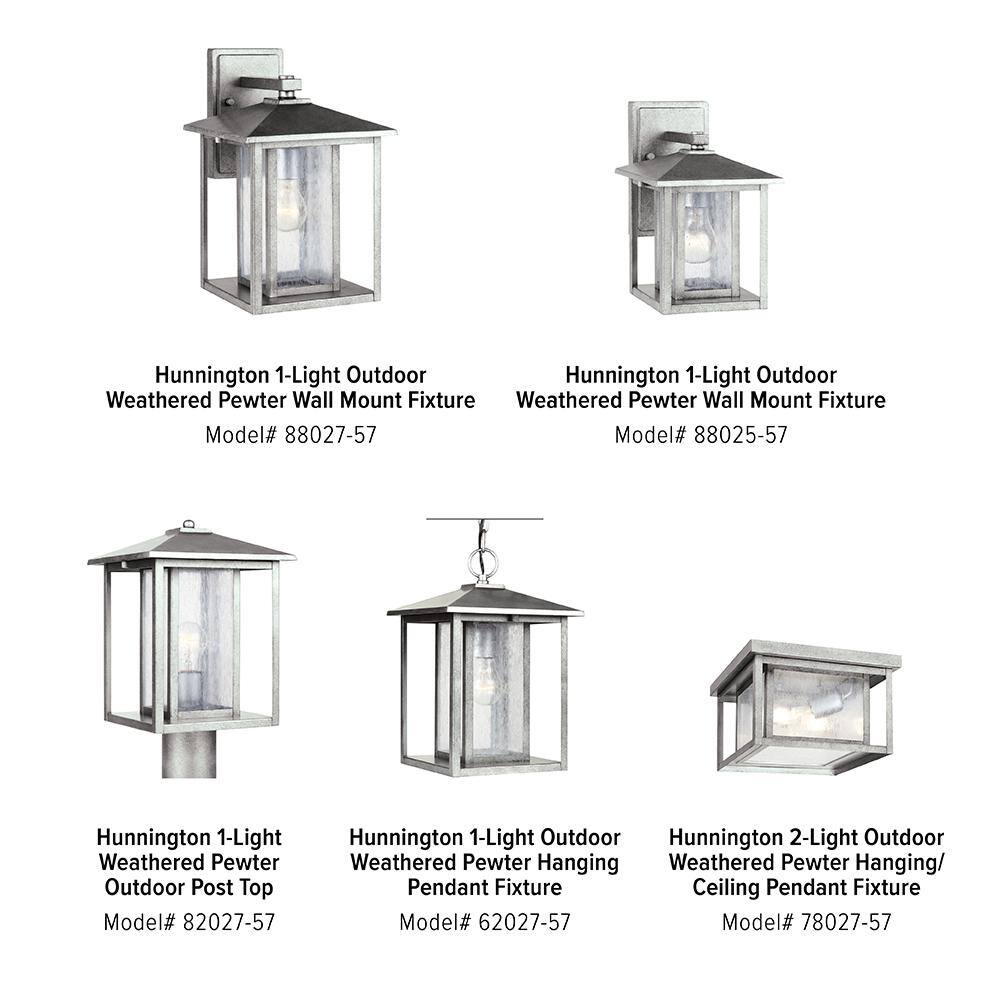 Weathered Pewter Outdoor Lantern with Clear Seeded Glass Shade
