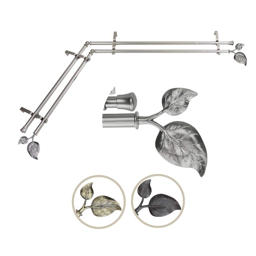 "13/16"" Dia Adjustable 120"" to 170"" Double Corner Window Curtain Rod in Satin Nickel with Ivy Finials" price history on PriceWatchPro