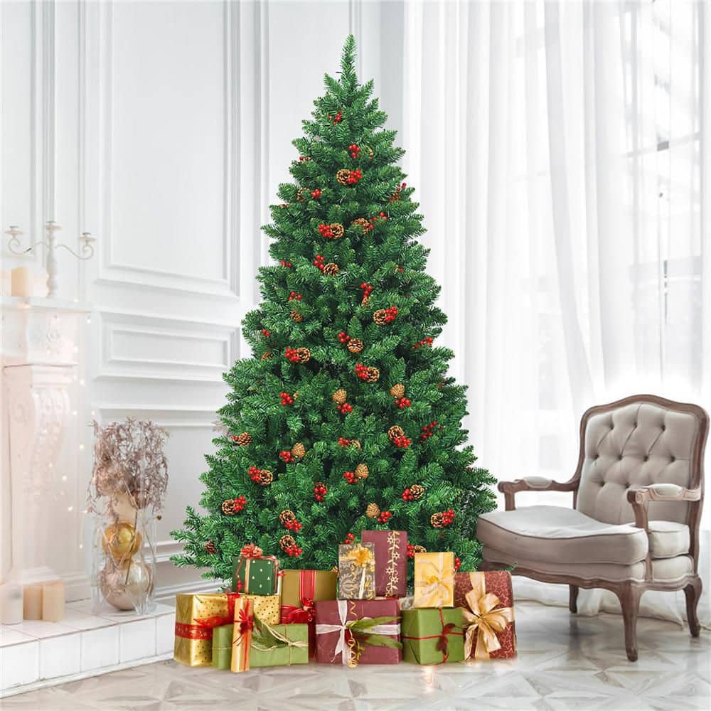 6.5 ft Pre-Lit Green Spruce Christmas Tree with LED Lights