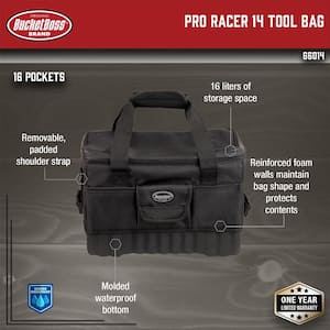 Pro Racer 14 in. Tool Bag All Terrain Bottom with 16 Pockets