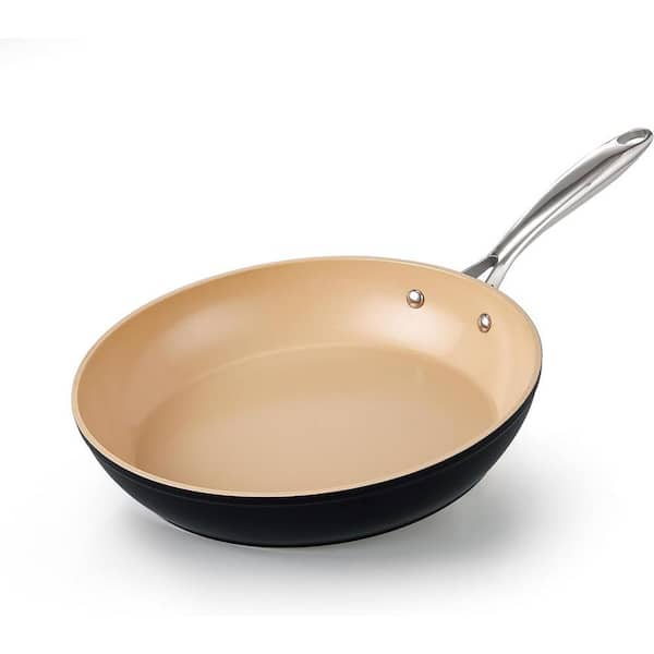 9 .5 in. Hard Anodized Classic Ceramic Nonstick Aluminum Frying Pan, Black-Apricot