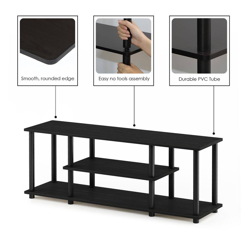 Walnut Rectangular 3-Tier Corner TV Stand with Shelves